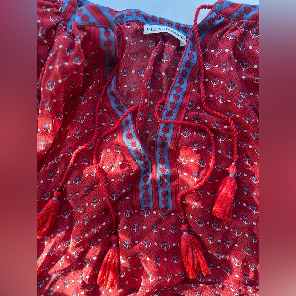 Ulla Johnson 'Freya' Flutter Sleeve Top 100% Silk - Picture 6 of 8